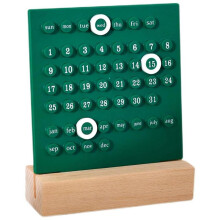 TräSkrivbordskalender Perpetual Calendar Retro Hem Unika Presenter, MåNadsdatumvisning, Skrivbordsdekorationer för Kontor, GröN