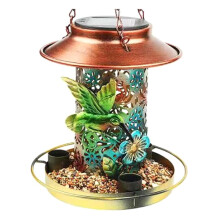 Solar Bird Feeder for Outdoors Hunging, Metal Waterproof Outside Wild Bird Feeders,Cardinals Feeders, Garden Decoration