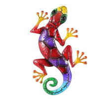 Gecko-Gartendekoration Aus Metall für AußEnstatuen, Hausgarten-Wanddekoration, Miniaturskulptur, Eidechsenornamente C