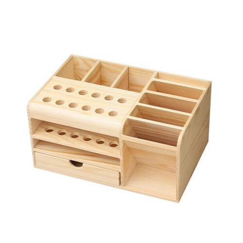 Multi-Compartment Storage Wooden Box is Suitable for Mobile Phone and Desktop Sundries Sorting and Storage Tools. 1