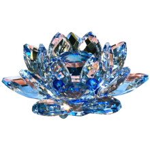 E Crystal Lotus Flower Figurine Valentine Wedding Decor Glass Collection Paperweight Table Ornaments Souvenir Gift