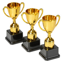 3 Pezzi di Trofei in Plastica Dorata Set di Coppe Trofeo Premio per Bambini in Festa, Giocattoli per L'Apprendimento Precoce, Premi, Trofeo per le