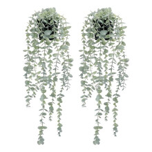 2 Pcs Artificial Hanging Plants Potted Eucalyptus Hanging Plant for Wall Room Home Patio Indoor Outdoor Decor