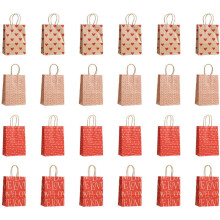 M 24 Pcs Valentines Day Gift Bags, Candy Bags Goodie Bags with Handles Heart Love Paper Bags for Wedding and Valentine