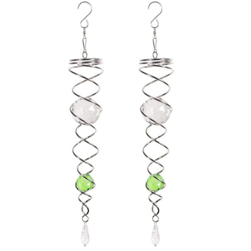 2PCS Spiral Tail Wind Spinner Stabilizer Decorative Spiral Wind Spinner Wind Spinners Sun Catcher Crystals