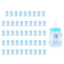 50 Stks/Partij Babyfles Snoepdoos Feestartikelen Babyvoeding Fles Bruiloft Gunsten en Geschenken Doos Baby Shower Doop Decoratie (Lichtblauw) 9 X 4 cm