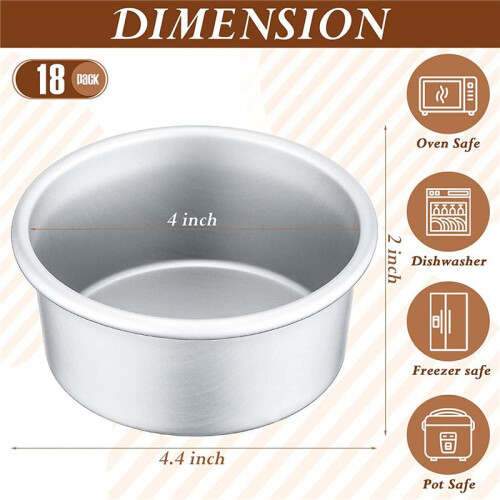 Forma de Bolo Pequena de 18 PeçAs de 4 Polegadas,  Forma de Bolo Redonda para Assar Forma de Bolo, Bolo de Queijo, Pizza, Quiche 1