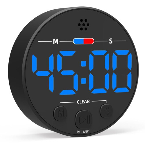 Visual Digital Timer with LED Display - Ideal for Kitchen, Classroom, Productivity, Kids - Magnetic, Loud Alarm