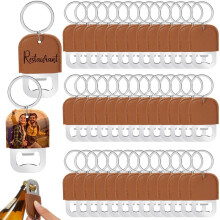 36 Pcs Dye Pu Bottle Opener Keychain Sublimation Beer Steel Bottle Opener PU Leather Keychain for Gift