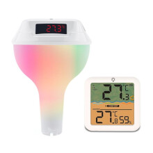 Thermomètre de Piscine Numérique Flottant, Facile à Lire, Panneau Solaire et Écran LED, Étanche IP68 avec Lumière RVB, pour Piscine.