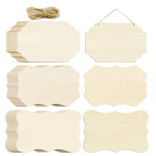 24 Pcs Unfinished Hanging Wood Sign Blank with Ropes,Rectangle Blank Wood Sign Plain Hanging Door Signs Wall Art