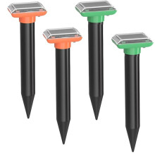 Repelente Solar de Topos, Repelente de Ratones Ultrasónico y con Energía Solar, Cazador Impermeable para Césped, Patio y Jardín, 4 Piezas