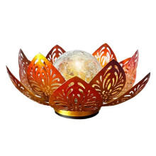 Solar Powered Iron Art Lotus Light Outdoor Plug-in Lawn Lamp Rainproof Decorative Landscape Courtyard Light