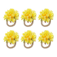 Perlen-Serviettenringe, Rustikale Rosen-Serviettenringe, Blumen-Serviettenhalter für Tischdekoration, Gelb