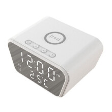 Alarm Clock 15W Intelligent Wireless Charger  Calendar Temperature Display LED Digital Clock White