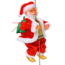 Santa Claus Climbing Beads Electric Climb  and Down Climbing Santa with Light and Music Decorations White Face