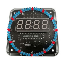 Digitales DIY-Elektronikuhr-Kit, Lichtsteuerung, Rotation, Digitales LED-Temperatur-/Zeitanzeige-Tool für Lötübungen