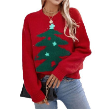 Maglioni Natalizi per Donna, Maglioni Girocollo, Pullover A Maniche Lunghe, Vestiti per Le Feste di Natale Rosso S