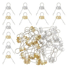 200 Pcs Christmas Ornament Caps in Gold and Silver, Aluminum Hangers for DIY Tree Decorations