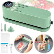 Vacuum Sealer for Food,3in1 Cordless Rechargeable Food Sealer for Dry/Moist Food Storage,Heat Sealer for Bags Green