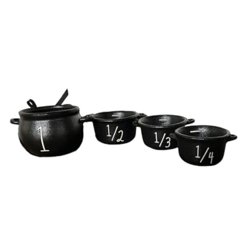 Witch Cauldron Set,4pc Small Cauldron, Witch Cauldron Candy Bucket Cauldron Measuring Cups Halloween Decoration