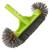 Pool Brush with Round Ends, 13Inch Pool Brush for Cleaning Pool Walls Pool Brush with EZ Clip Green