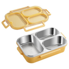 Stainless Steel Lunch Box 3 Compartment Metal Lunch Container Steel Bento Box - Ideal for School, Office & Outdoor C