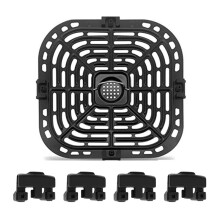 Juego de Accesorios para Freidora de Aire, Almohadilla de Silicona, Protector de Esquinas, Bandeja para Hornear Cuadrada Antiadherente de 23 X 24 cm