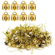 1000 Pcs 0.5 Inch Round Christmas Ornament Caps Replacement Plastic Christmas Ornament Hangers Caps Gold