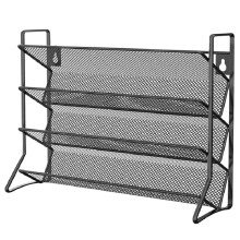 Étagère à Assaisonnements en Métal à 4 Niveaux pour Comptoir de Cuisine - Surface Brossée Durable, Idéale pour les Pots à Épices, Noire