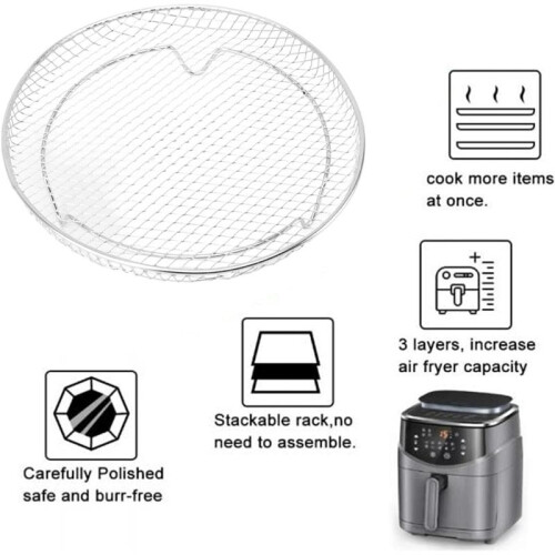 Fryer Rack Fryer Dehydrator Rack Multifunctional Stackable Grid Grilling Rack Mesh Design for 8 Inch Deep Fryers Kitchen 1