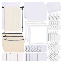 128 PCS Sublimation Blanks Products, Christmas Ornaments Crafts Sublimation Kit , DIY Heat Printing Pattern