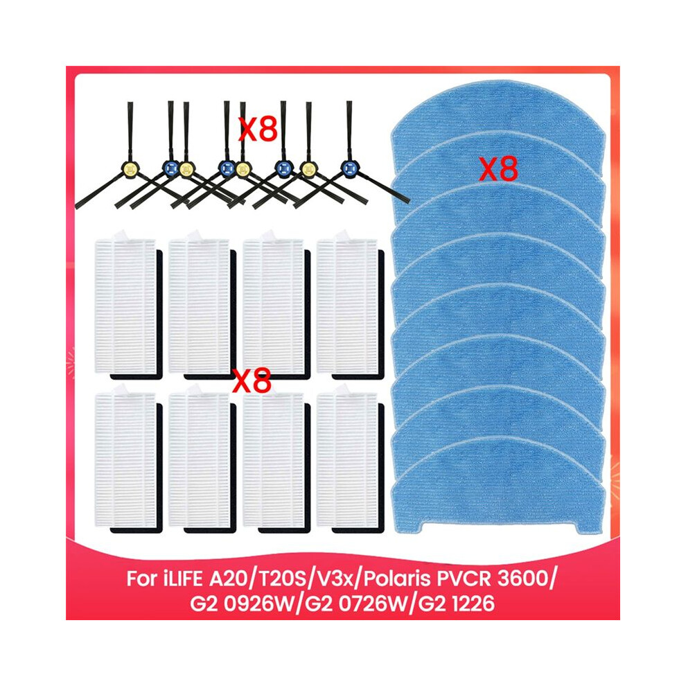 For A20/T20s/V3x/ Pvcr 3600/G2 0926W/G2 0726W/G2 1226 Replacement Parts Side Brush Hepa Filter Mop Cloth 4712712942290