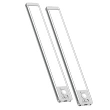 Luci Sottopensile, 64 LED con Sensore di Movimento e Batteria Ricaricabile, Confezione da 2, Luci Magnetiche Dimmerabili per Armadi, 37 cm