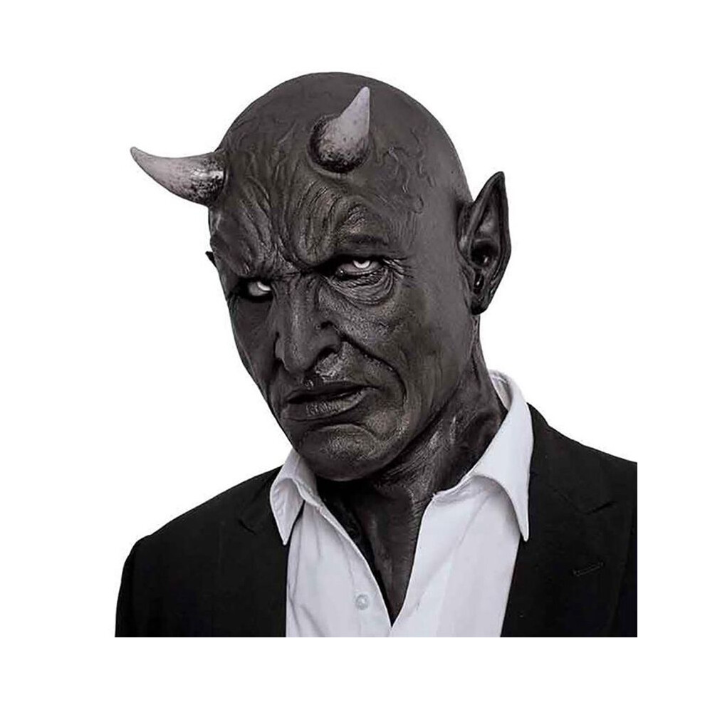Tauoh Halloween Devil Horn Mask Cosplay Horror Devil Killer Latex Headset Ghostface Scary Party Costume Props