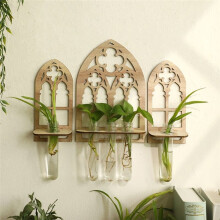 Wooden Plant Propagation Station, with 5 Test Tube Vases Wall Mounted Plant Display for Indoor Plants, Home Decor