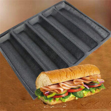 2Pcs Silicone Perforated Baking Forms Sandwich Mold French Baguette Bread Pan Food Mat 5 Loaf Non-Stick Baking Liners