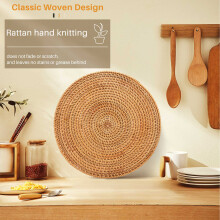 Hand Gewebte Rattan Tisch Sets, Runde Wicker Tisch Sets, NatüRlich Gewebte Tisch Sets für Den Essen Tisch, Hitze BestäNdige Matten