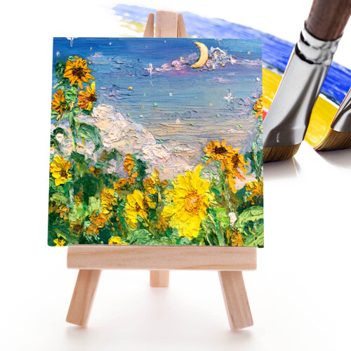 24 Conjunto Artistas  Cavalete de 5 Polegadas + 3 Polegadas X3 Polegadas  Conjunto de Tela Pintura Artesanato DIY Desenho Pequeno Cavalete