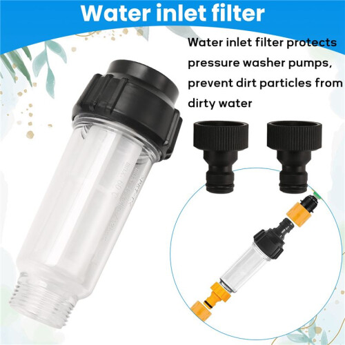 Water Filter Garden Hose, 3/4 Inch Water Pre-Filter Water Filter Set with 5 Filter Inserts + 2 Quick Adapters 2