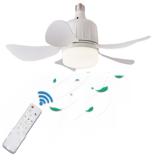 Led Ceiling Fan Light E27 with Remote Control for Dimming, Suitable for Living Room, Study, Household Use, 85-265V