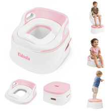 Kidoola 3-in-1 Potty Training Seat & Step Stool for Kids Ages 2 to 4+, Universal Fit, Removable Bowl, Non-Slip, Lightweight, Pink
