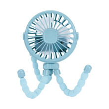 Ventilador Silencioso Recarregável USB Portátil Azul 3 Velocidades Ajustável com Função de Iluminação para Carrinho de Assento de Carro