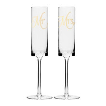 Juego de 2 Copas de Champán de Cristal Mr & Mrs., Copas para Brindar por el Novio y la Novia, Modernas y Elegantes, Regalo Único para Bodas y