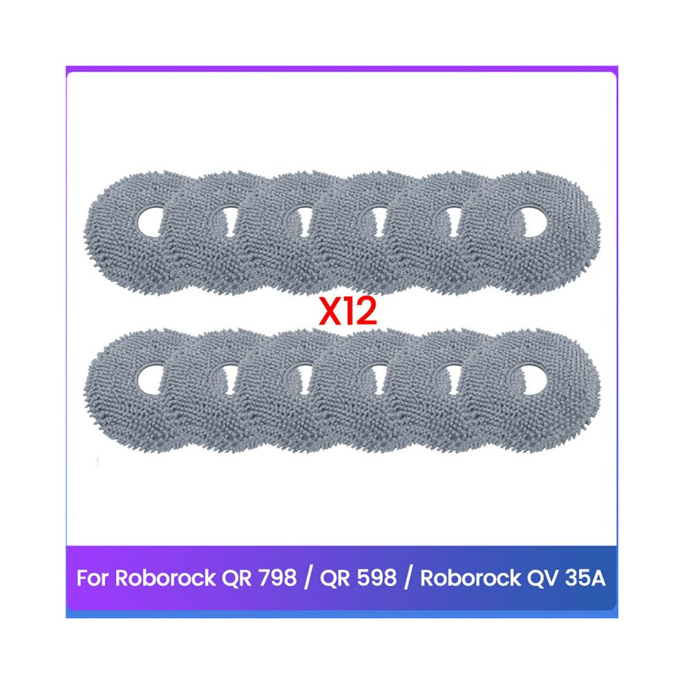 12Pcs Washable Mop Cloth Replacement Parts For Qv 35A / Qr 598 / Qr 798 Robot Vacuum Cleaner Accessories 6032183227619