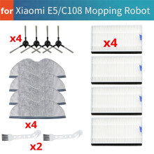 Compatible with E5 C108 Robot Sweeping Accessories Water-Washing Cloth Filter Side Brush Replacement Parts Brush