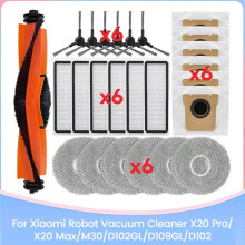 25 Peças de Reposição para Aspirador de Pó Robô para X20 Pro/X20 Max/M30/D102GL/D109GL/D102, Filtro de Escova, Pano de Esfregão, Saco de Pó