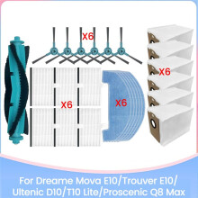 For Mova E10/Trouver E10 Ultenic D10/T10 Lite Q8 Max Spare Parts Vacuum Brush HEPA Filter Dust Bag Mop