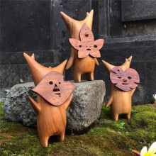 Korogu Famille Bois Grain Artisanat DéCoration Nouvelle Expression DrôLe RéSine MatéRiau Sculpture DéCor à la Maison-B