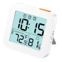 Reloj Despertador Digital, Reloj de Viaje Ligero, Reloj de Escritorio con Temperatura, Funciona con Pilas, Reloj Portátil Blanca